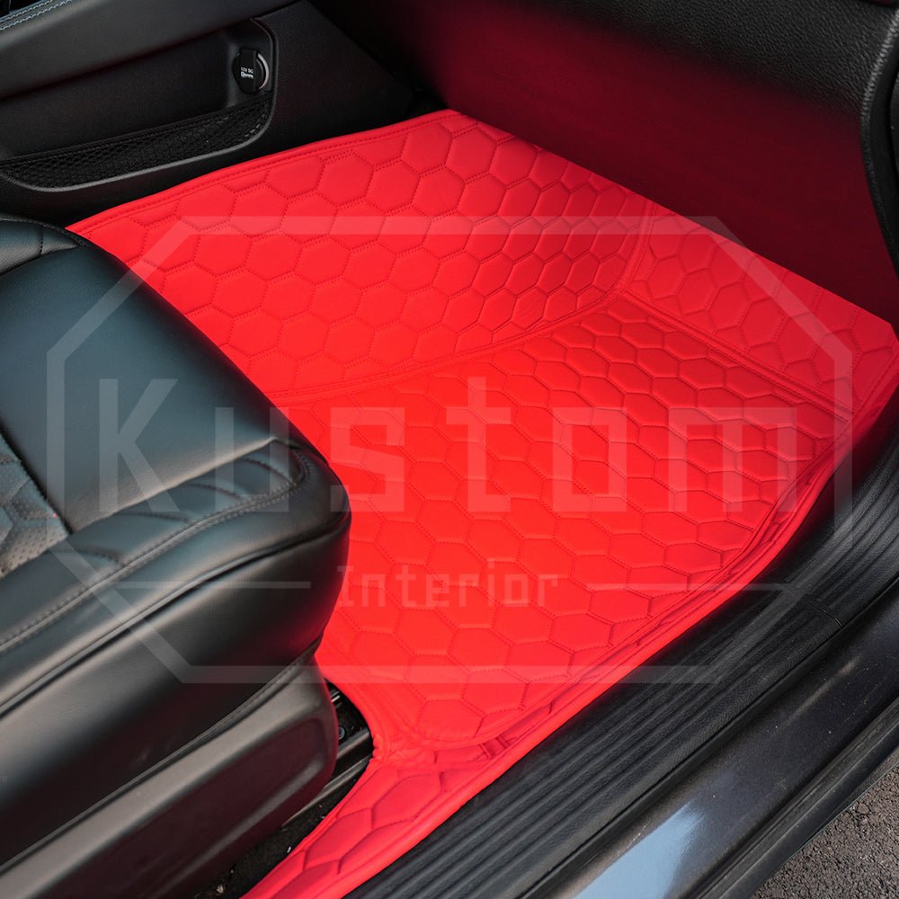 2015 - 2025 Dodge Challenger Honeycomb Leather Floor Mat